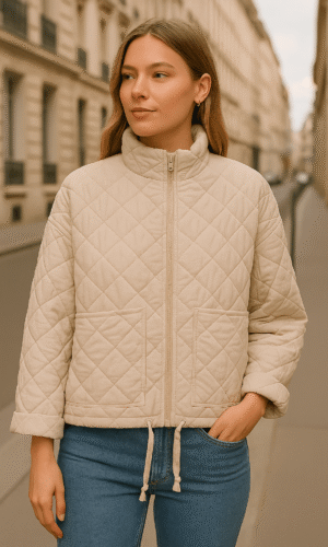 Chaqueta Acolchada con Cuello Alto