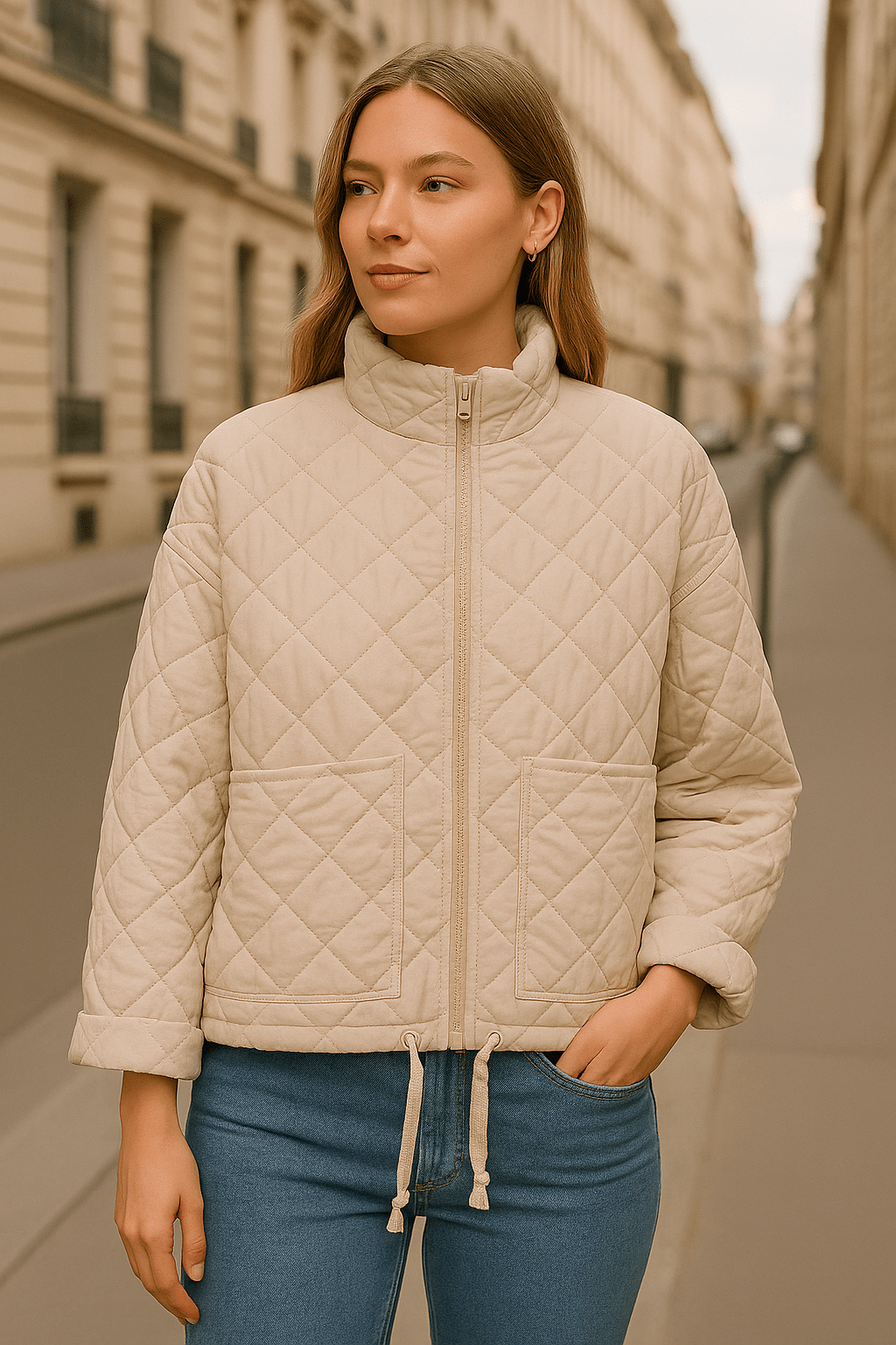 Chaqueta Acolchada con Cuello Alto