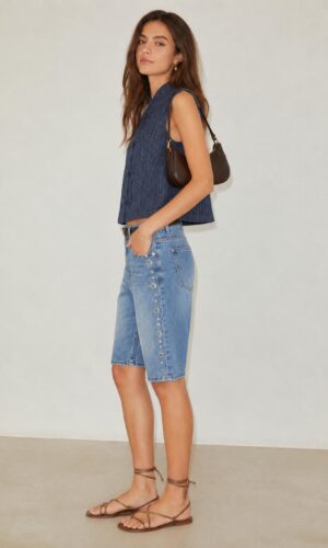 Bermuda jean con tachas