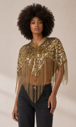 Bolero Joya Dorado con Flecos