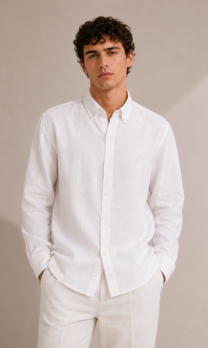 Camisa Elegant de Puro Lino Manga Larga