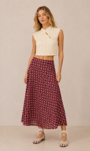 Falda Alba Burdeos